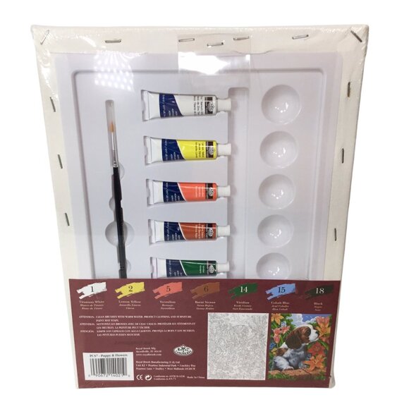 Paint by Number NEW Royal & Langnickel Puppy & Flowers PCS7 Canvas Acrylic Tubes - Picture 7 of 9